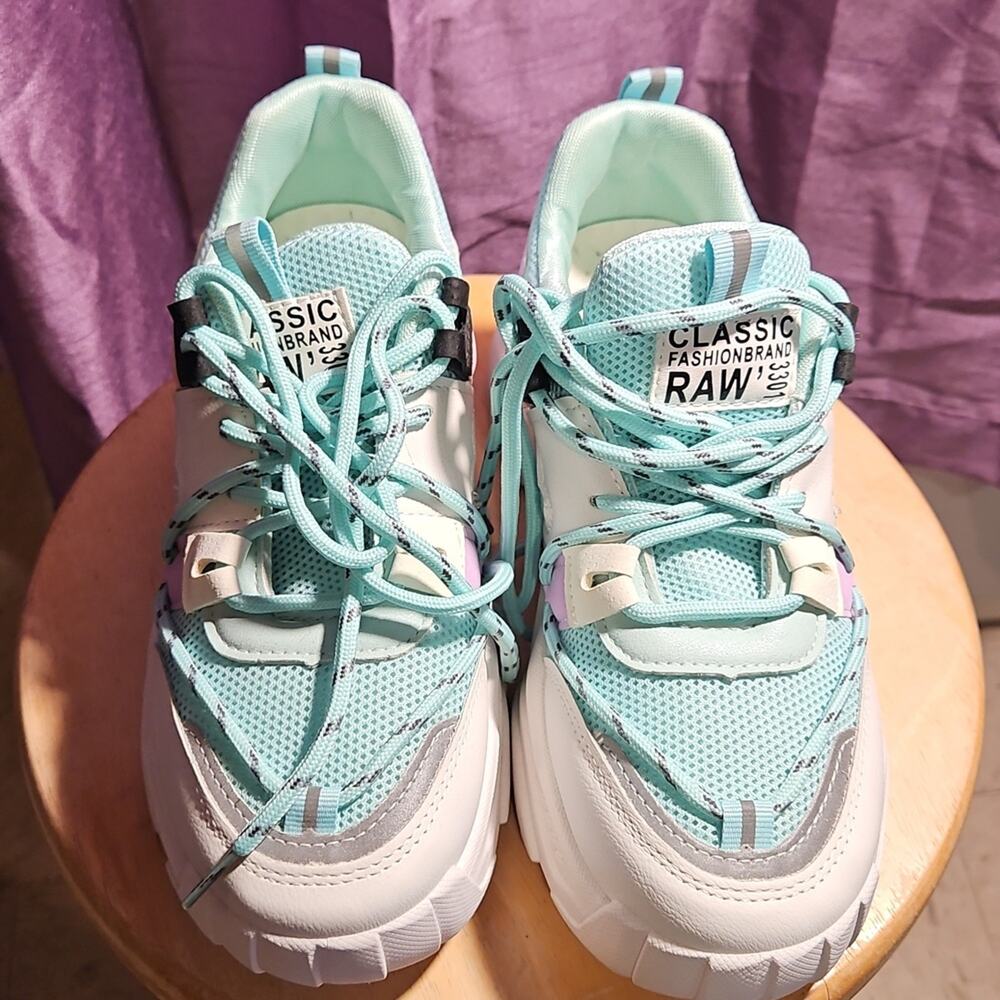 Classic Fashion Brand Mint and White Sneakers